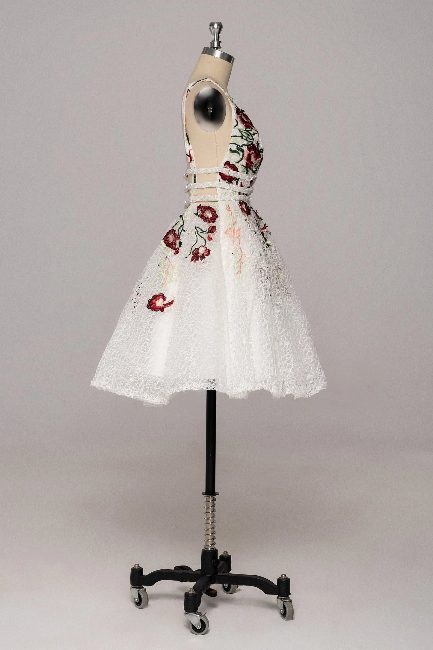 Vestidos de fiesta con escote en V y estampado floral, vestidos de cóctel cortos sin espalda 