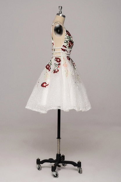 Vestidos de fiesta con escote en V y estampado floral, vestidos de cóctel cortos sin espalda 