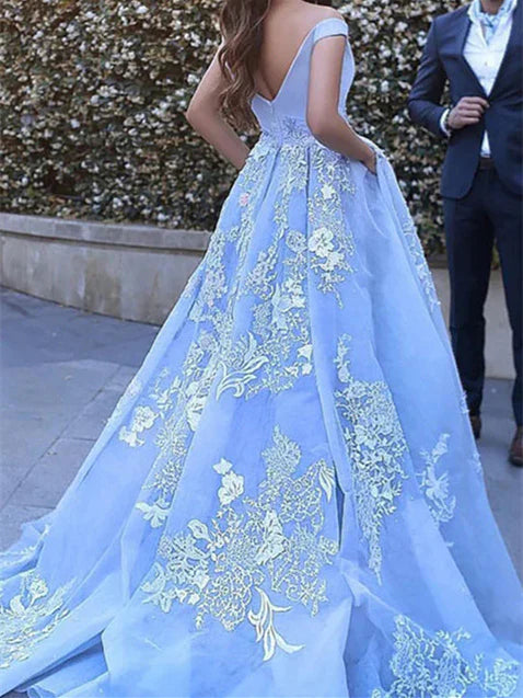 Suknia balowa dla kobiet z tiulu, z odkrytymi ramionami, do ziemi, długa