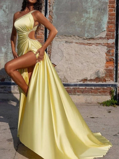 Sheath/Column One-Shoulder Floor-Length Prom Dresses