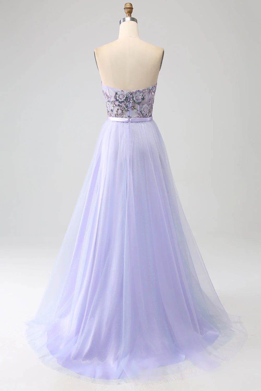 Amzcw Lilac A Line Tulle Sparkly Sequin Corset Prom Dress with Slit prom dresses shops