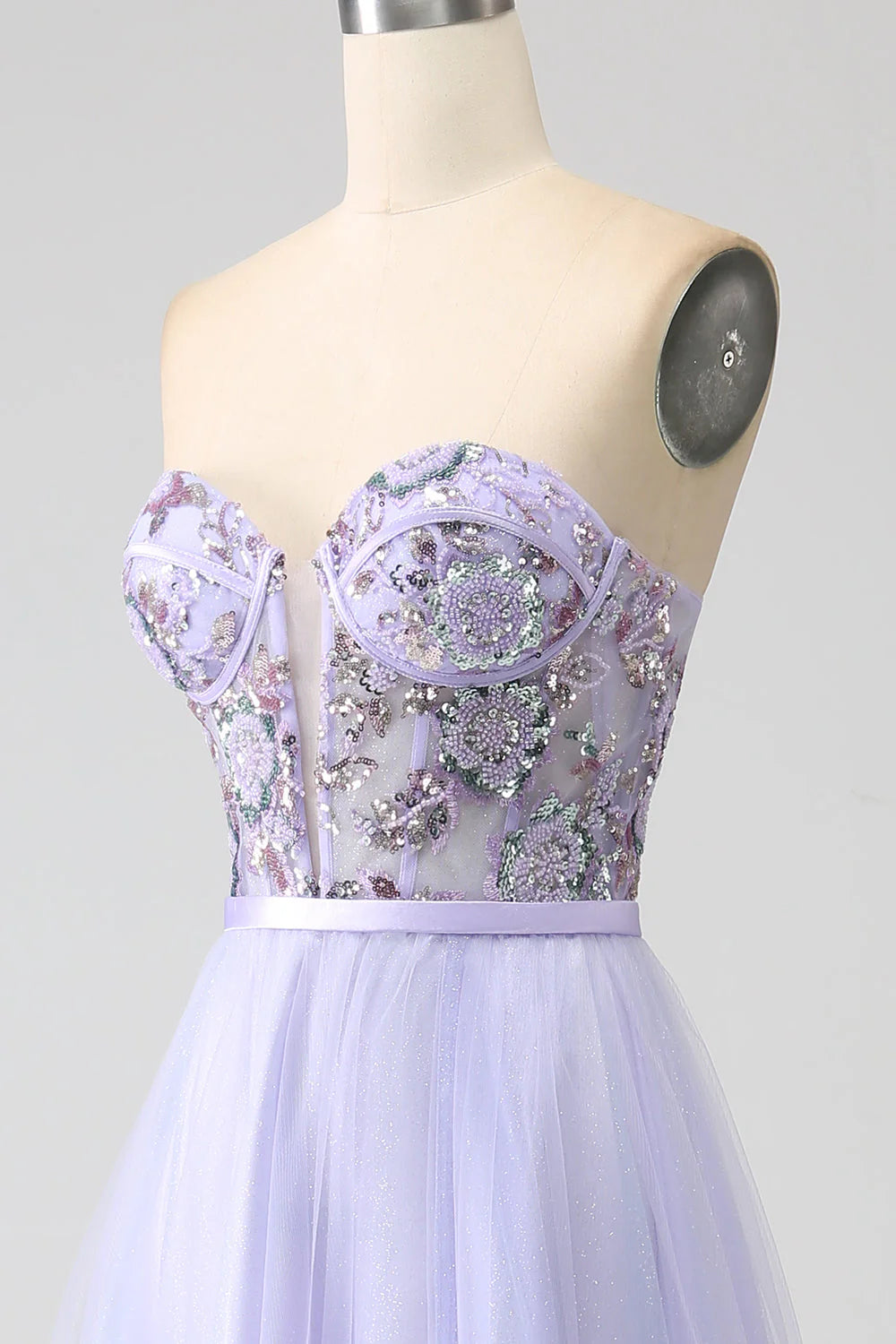 Amzcw Lilac A Line Tulle Sparkly Sequin Corset Prom Dress with Slit prom dresses shops