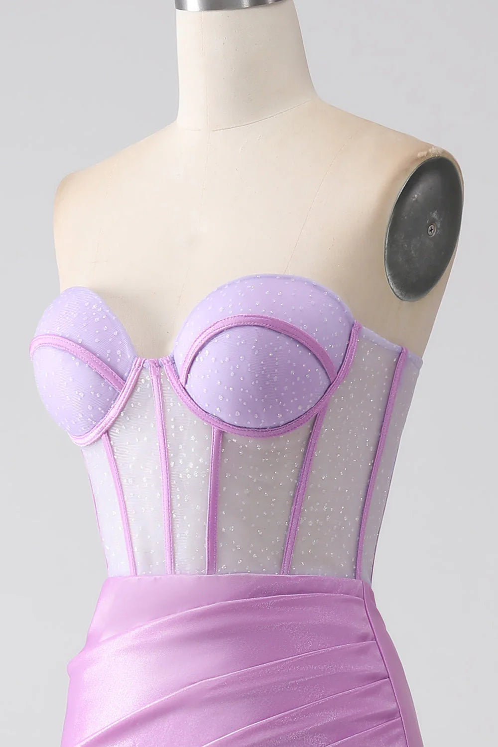 Amzcw Lilac Mermaid Sweetheart Strapless Pleated Corset Prom Dress with Slit prom dresses shops