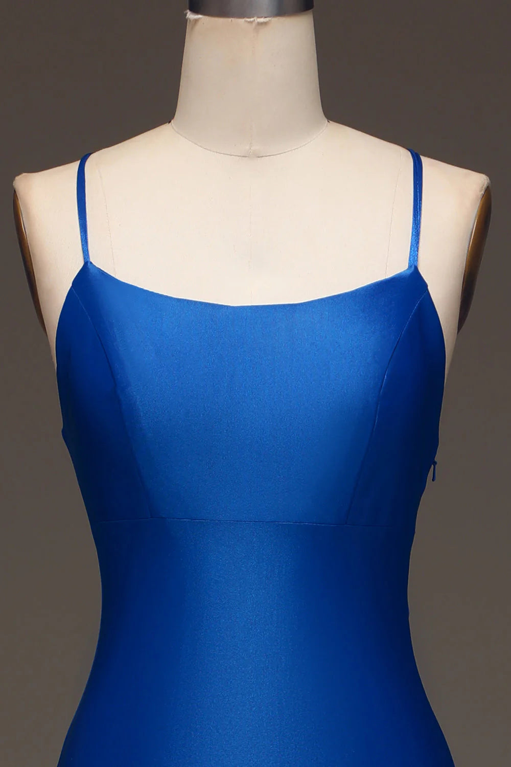 Amzcw Simple Royal Blue Mermaid Spaghetti Straps Satin Long Prom Dress prom dresses with long sleeves