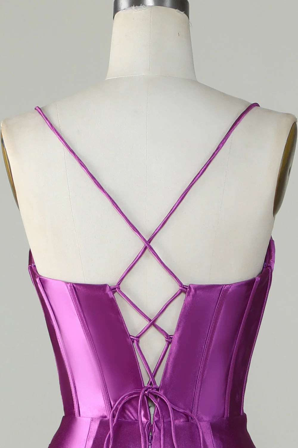 Amzcw Dark Purple Mermaid Spaghetti Straps Long Prom Dress With Slit