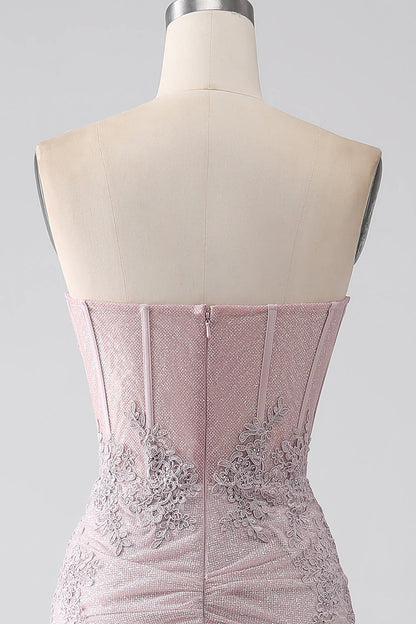 Amzcw Sparkly Strapless Mermaid Sweetheart Corset Prom Dress with Appliques prom dresses with long sleeves