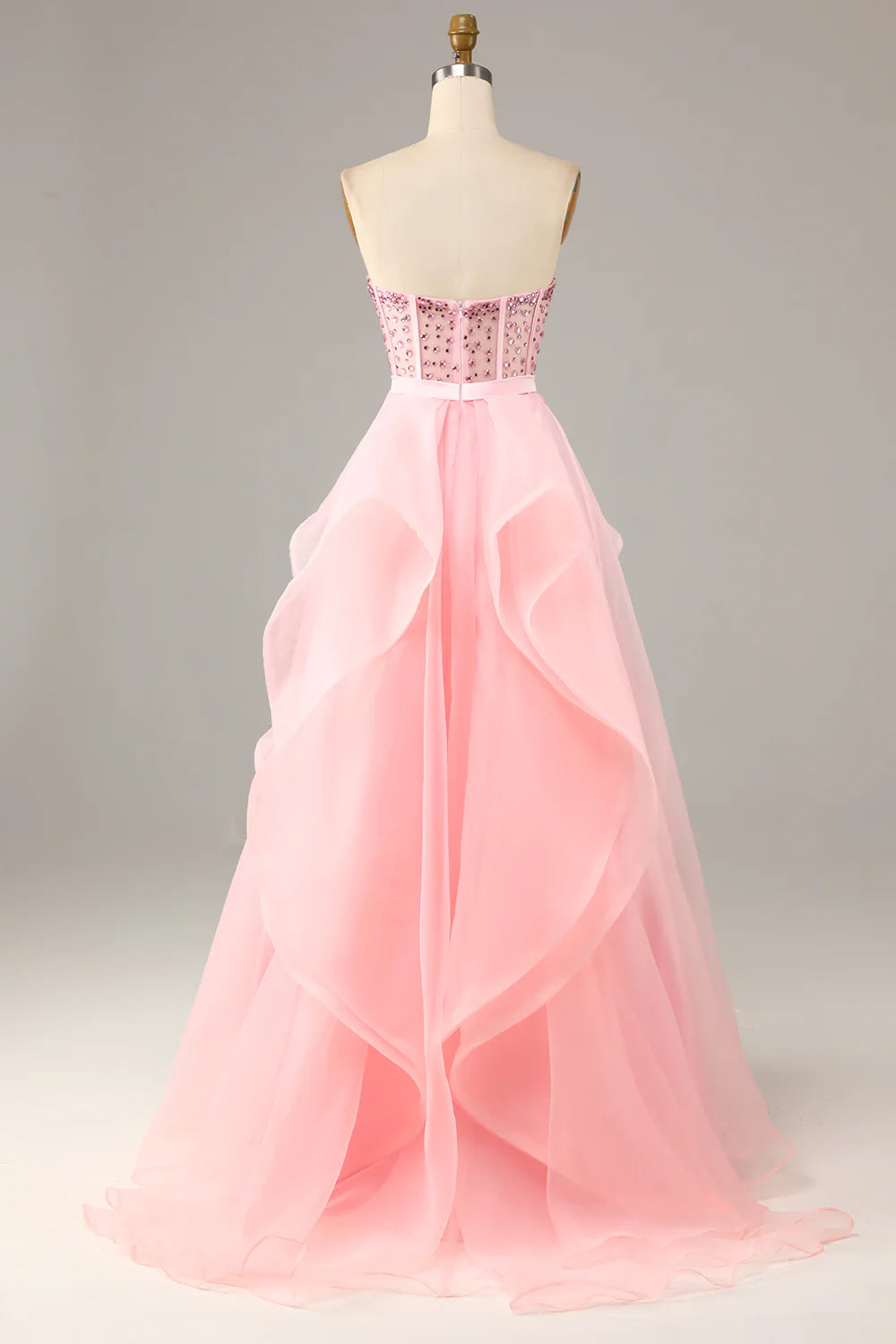 Amzcw Pink Princess A Line Sweetheart Strapless Formal Evening Dress prom dresses with long sleeves