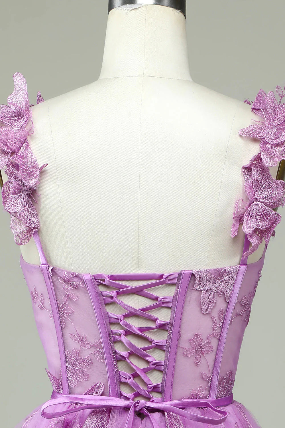 Amzcw Cute Purple A Line Corset Short Homecoming Dress with Appliques