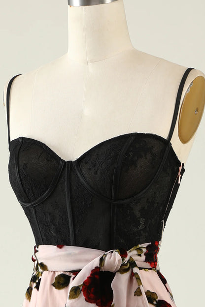 Vestido de fiesta con tirantes finos y estampado floral de Amzcw 