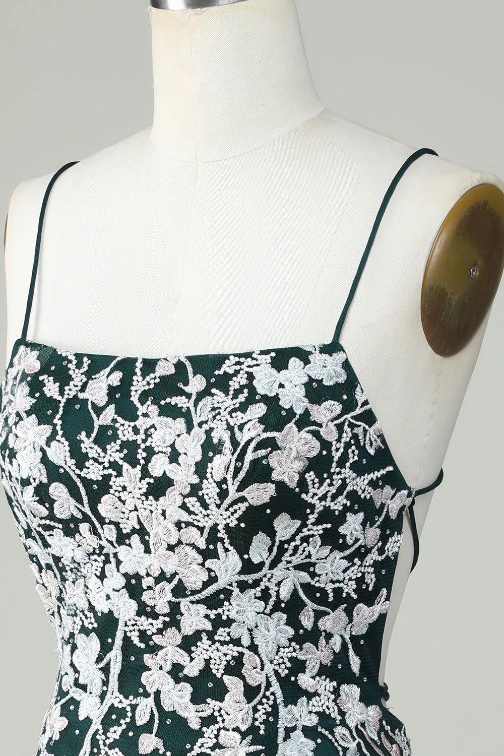 Amzcw Dark Green Bodycon Spaghetti Straps Homecoming Dress With Appliques