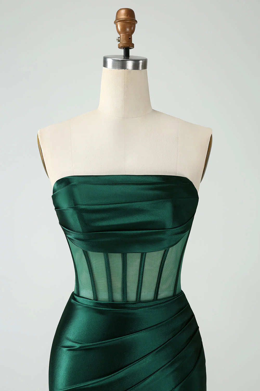 Amzcw Dark Green Bodycon Strapless Corset Short Homecoming Dress