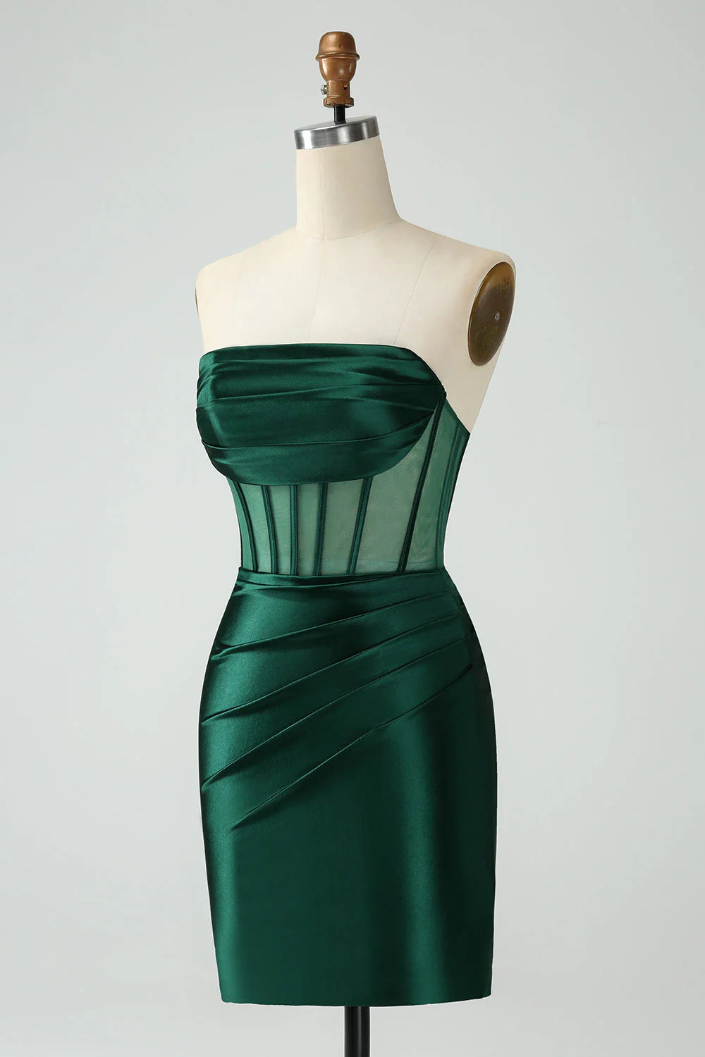 Amzcw Dark Green Bodycon Strapless Corset Short Homecoming Dress