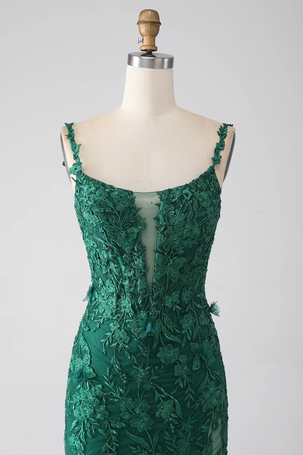 Amzcw Dark Green Mermaid Spaghetti Straps Long Prom Dress with Appliques prom dresses shops