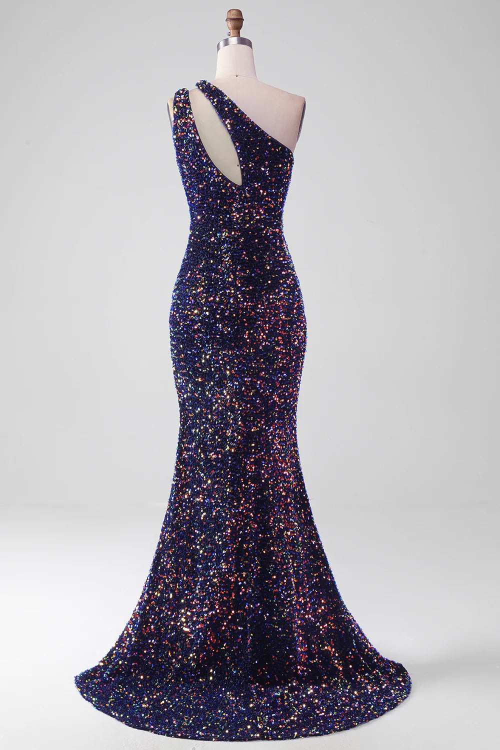 Amzcw Black Mermaid One Shoulder Sequins Long Prom Dress with High Slit prom dresses shops