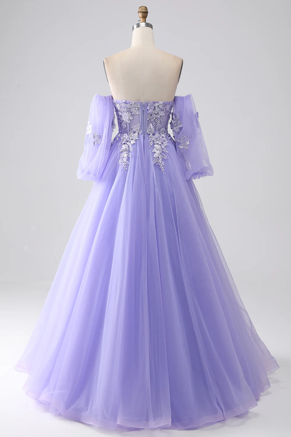 Amzcw Lavender A Line Sweetheart Off The Shoulder Corset Prom Dress with Appliques prom dress in store