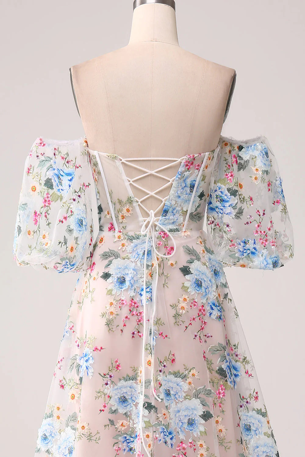 Amzcw Apricot Flower A-Line Off the Shoulder Long Corset Prom Dress prom dresses shops