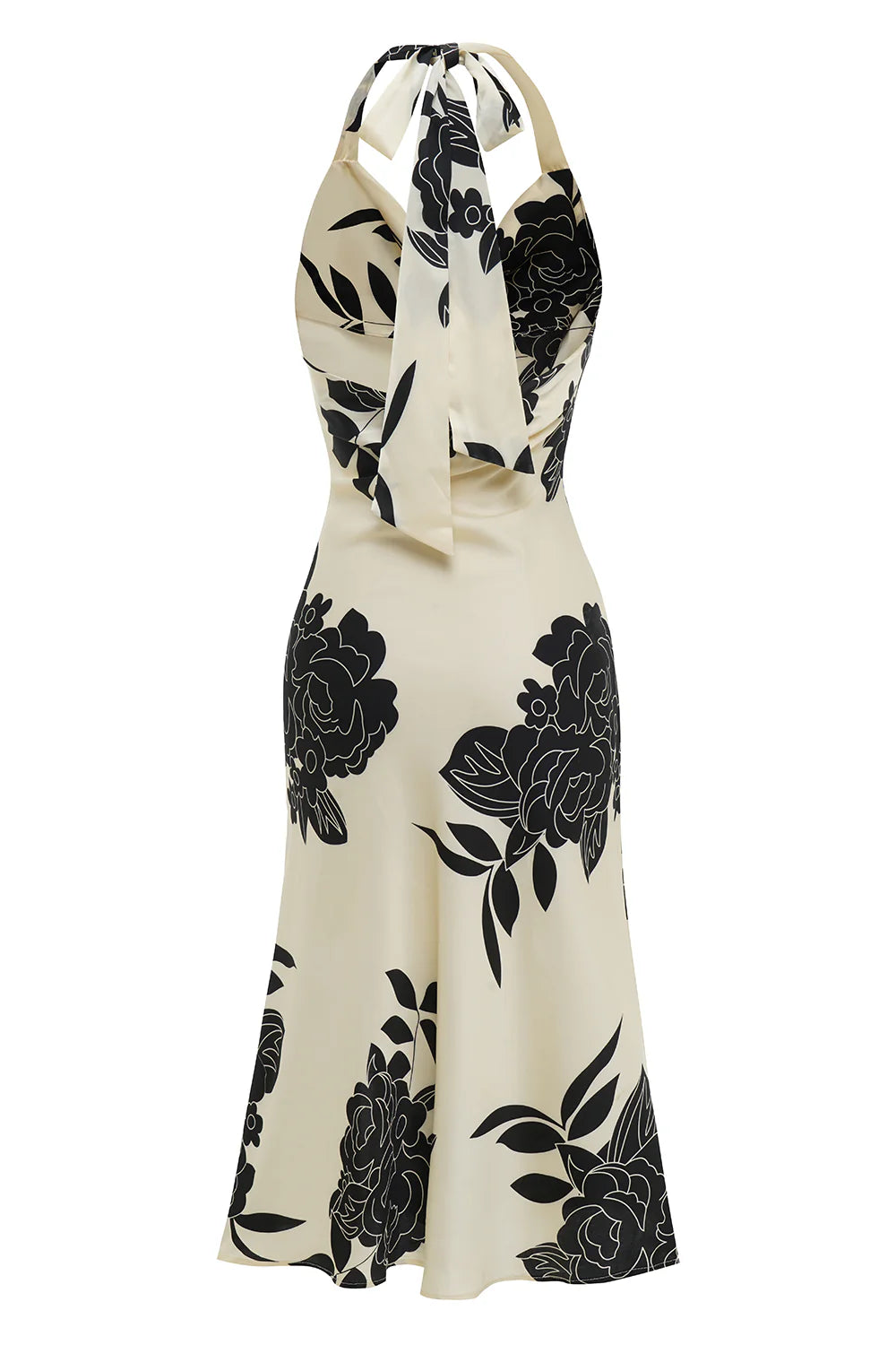 Vestido de fiesta de boda con flores en blanco y negro