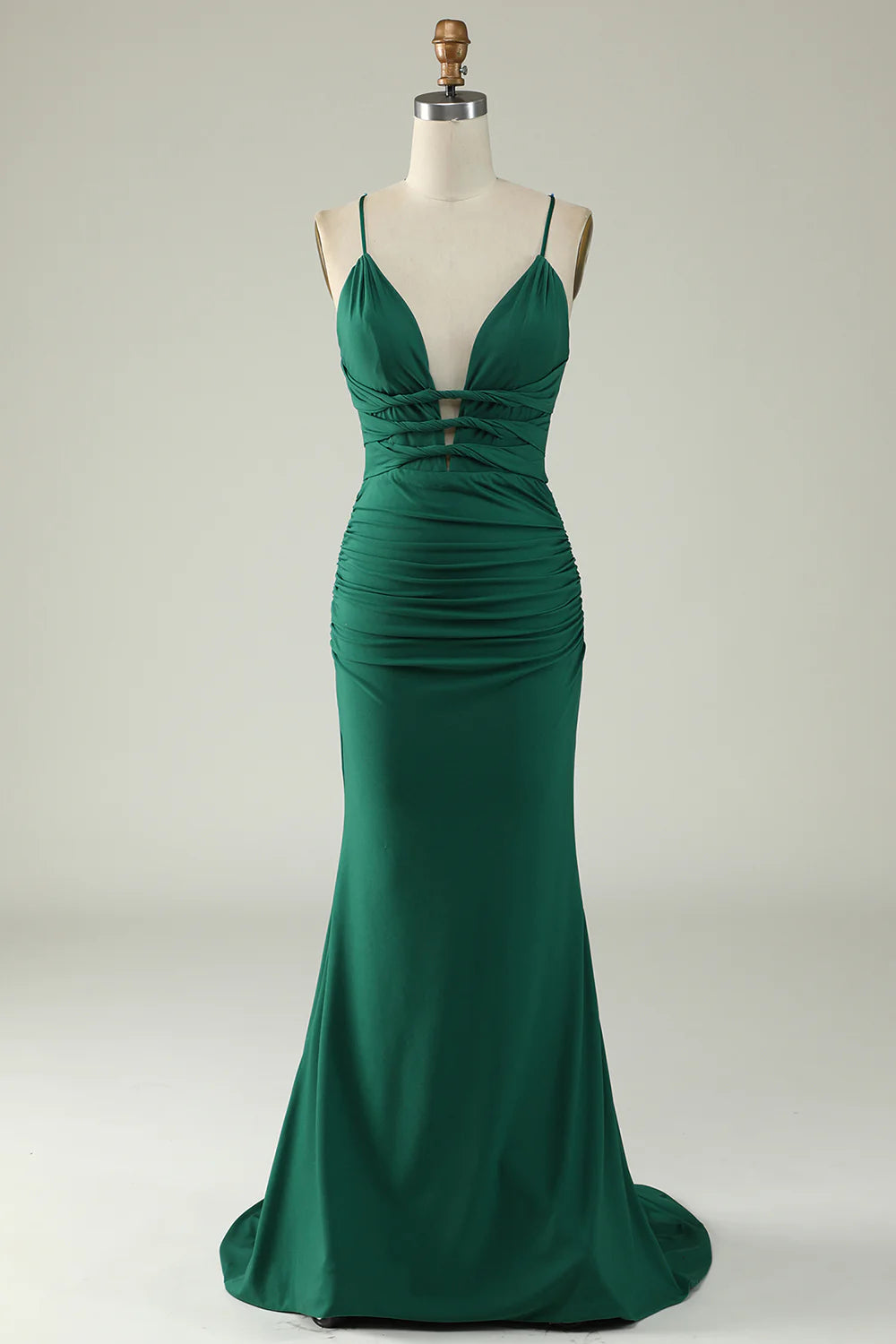 Vestido de fiesta Amzcw de sirena con tirantes finos en azul real, talla grande, con espalda cruzada 