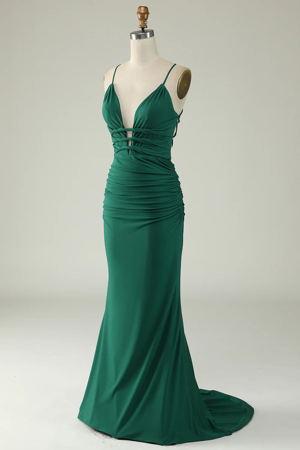 Vestido de fiesta Amzcw de sirena con tirantes finos en azul real, talla grande, con espalda cruzada 