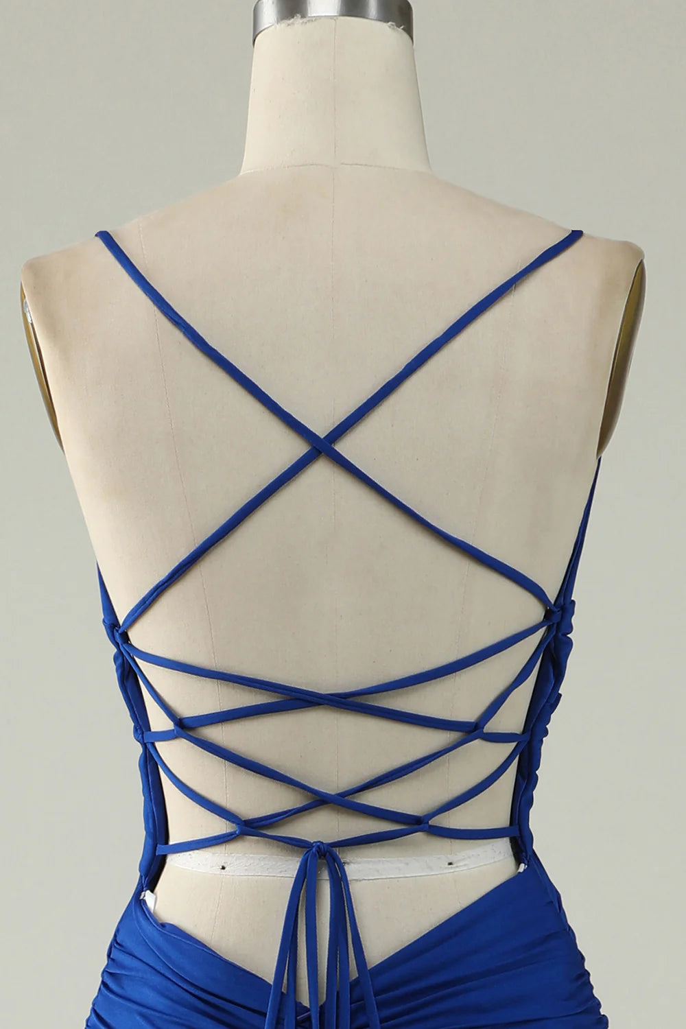 Sukienka wieczorowa Amzcw Mermaid Spaghetti Straps w kolorze królewskiego błękitu w dużym rozmiarze z krzyżującymi się plecami 