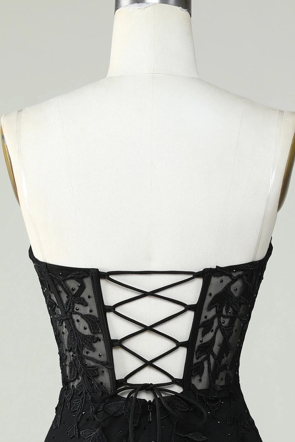 Amzcw Bodycon Black Sweetheart Corset Short Homecoming Dress with Appliques