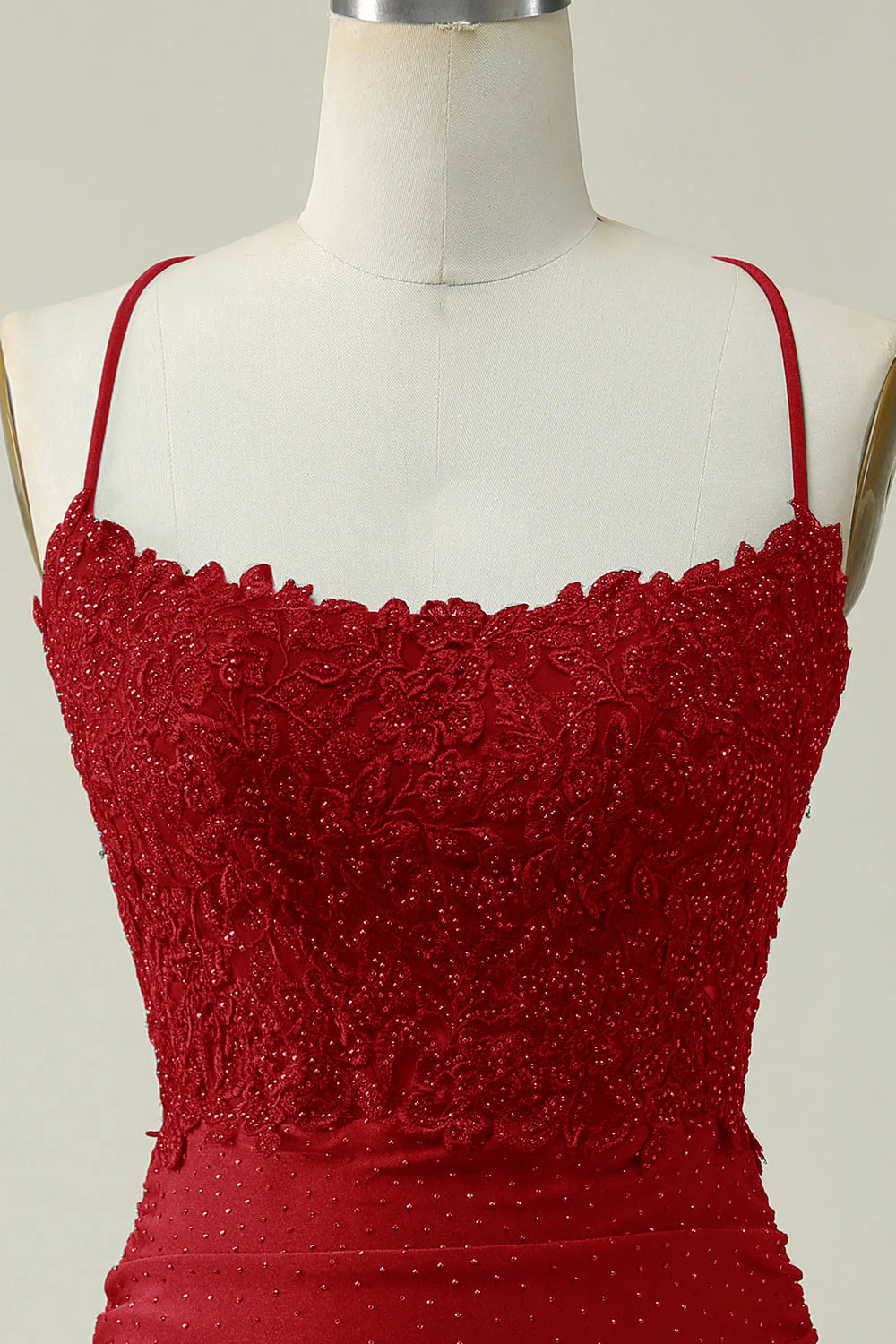 Amzcw Dark Red Sheath Spaghetti Straps Short Homecoming Dress with Appliques