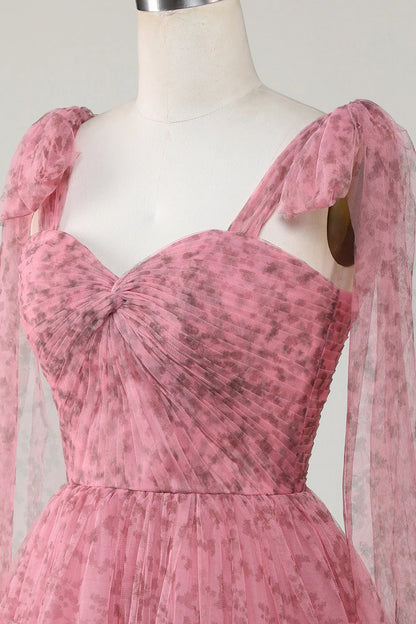 Amzcw Blush A-Line PrintedShort Tulle Homecoming Dress