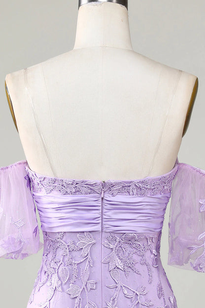 Amzcw Purple Bodycon Sweetheart Short Homecoming Dress with Bowknot