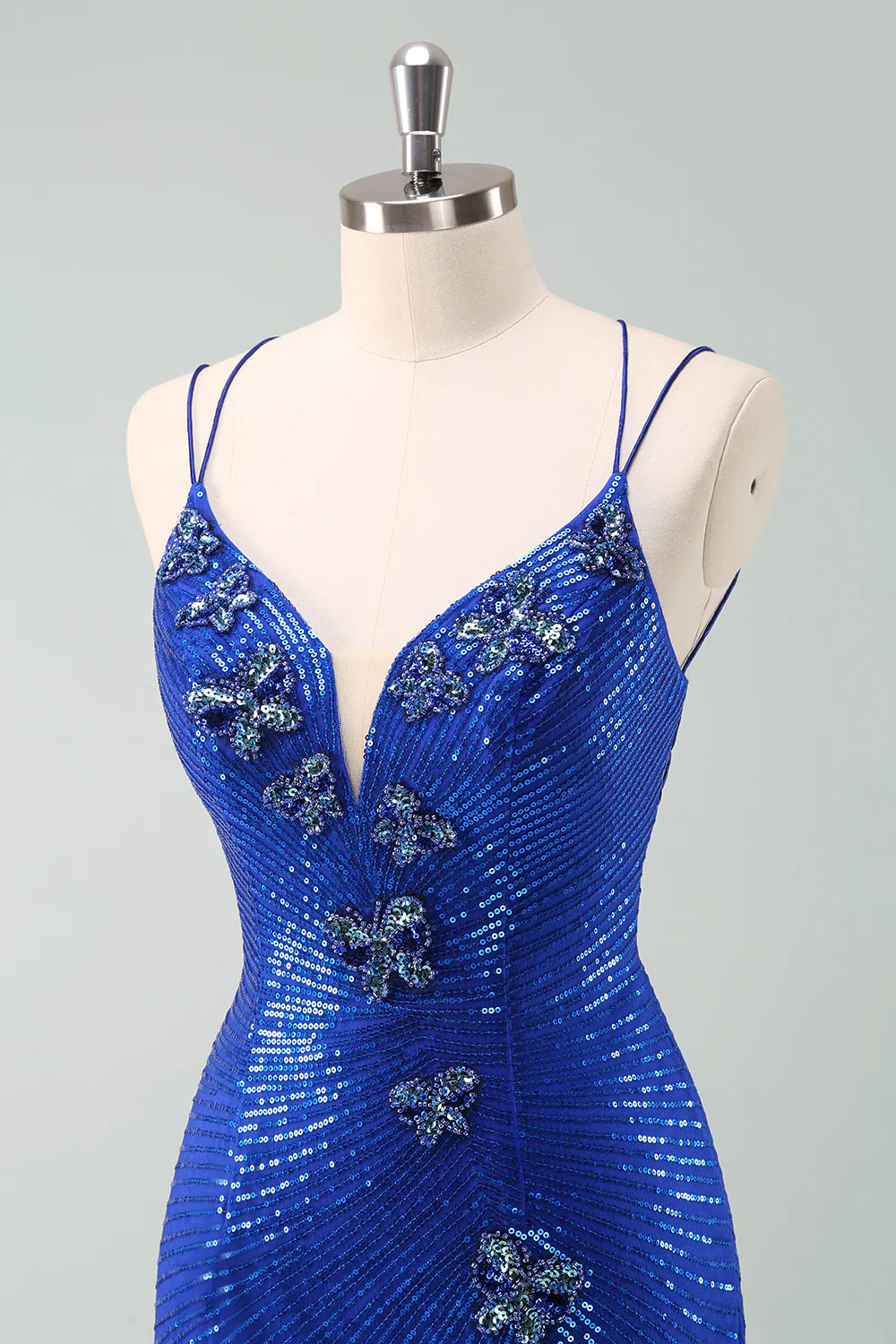 Amzcw Glitter Royal Blue Homecoming Dress with Sequins Butterflies