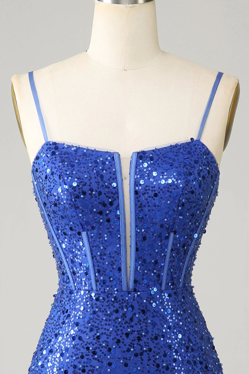 Amzcw Sparkly Royal Blue Bodycon Spaghetti Straps Homecoming Dress