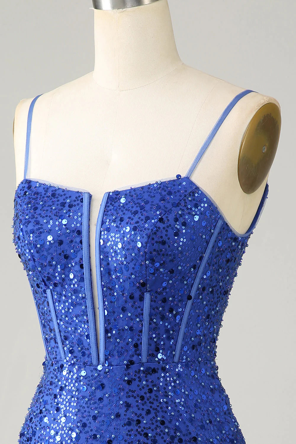 Amzcw Sparkly Royal Blue Bodycon Spaghetti Straps Homecoming Dress