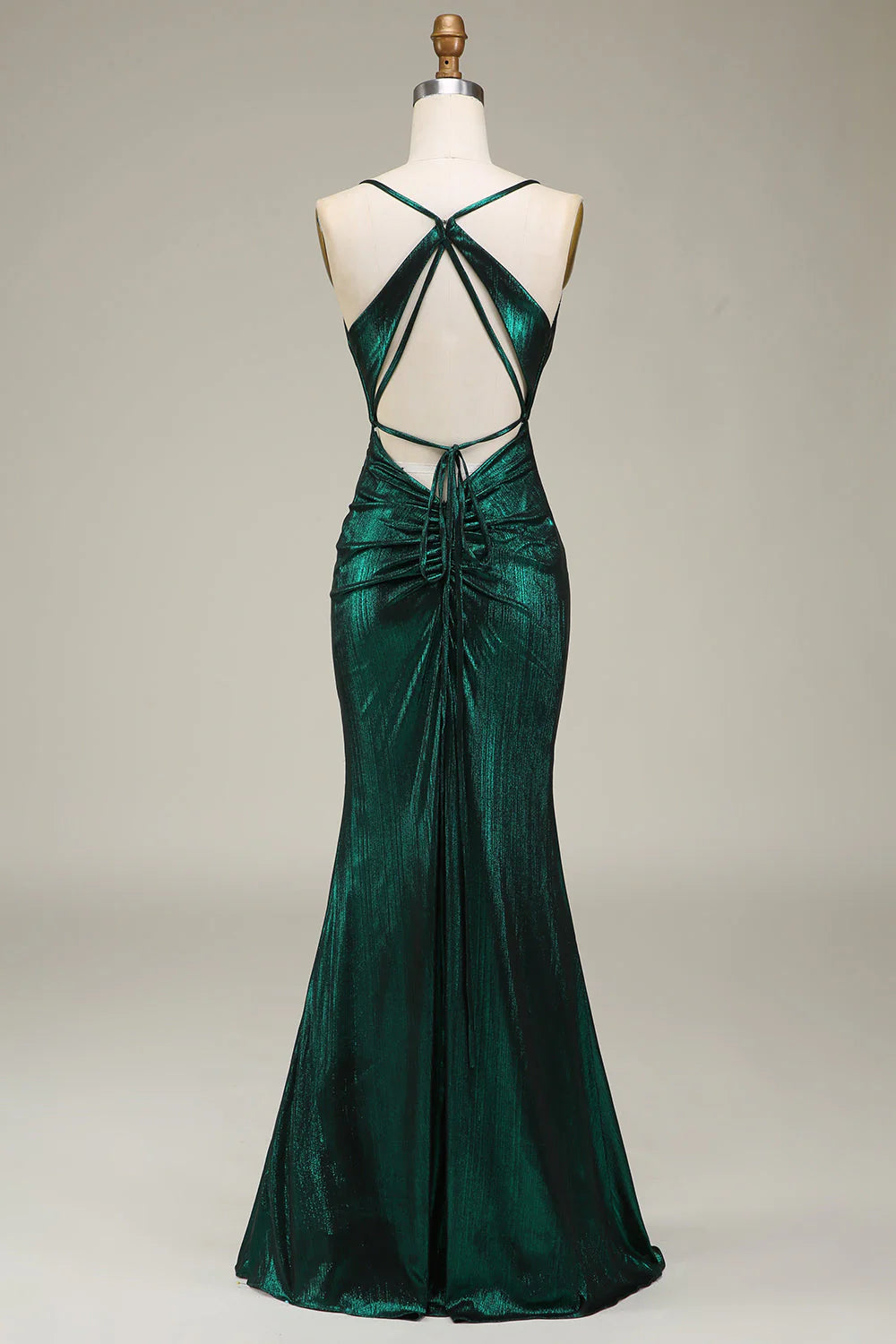 Amzcw Dark Green Mermaid Spaghetti Straps Long Prom Dress with Open Back prom dresses shops