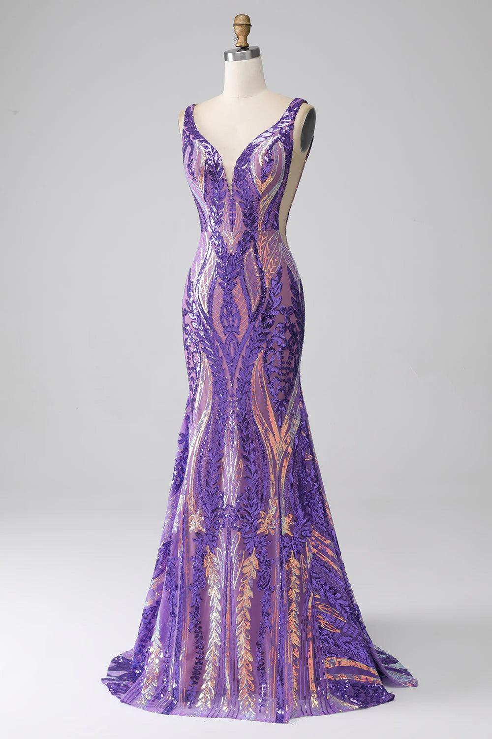 Amzcw Dark Purple Mermaid V Neck Long Sparkly Prom Dress With Sequins Amzcw Dress Amzcw Dark Purple Mermaid V Neck Long Sparkly Prom Dress With Sequins Amzcw Dress