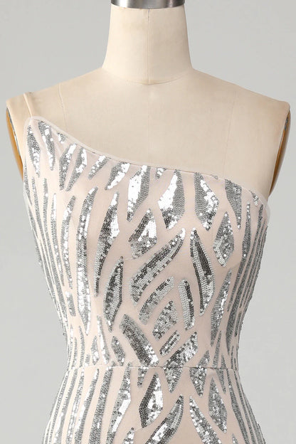 Amzcw Sparkly Dark Green Mermaid One Shoulder Sequins Long Prom Dress prom dresses with long sleeves