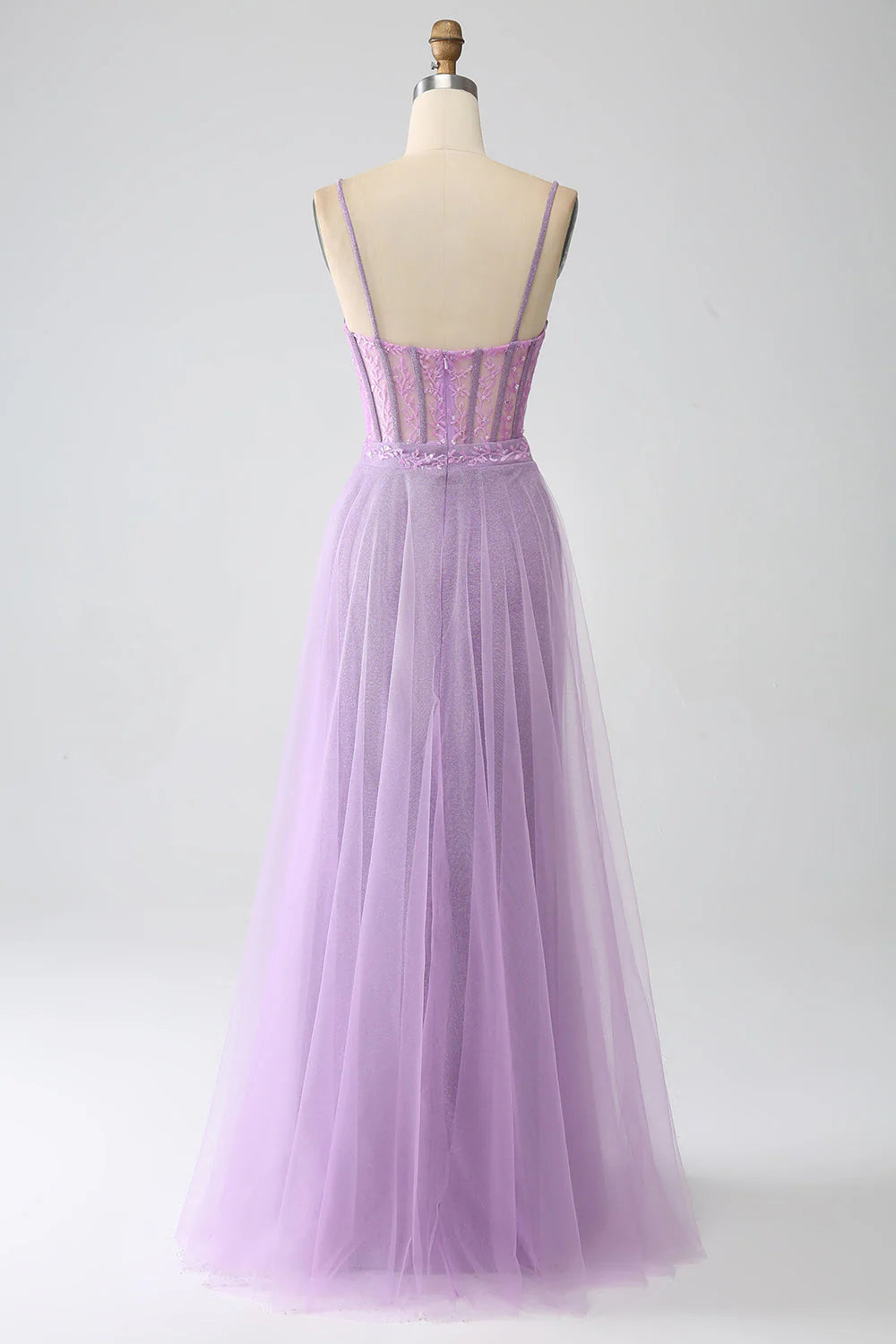 Amzcw A-Line Lilac Spaghetti Straps Long Corset Prom Dress prom dresses shops