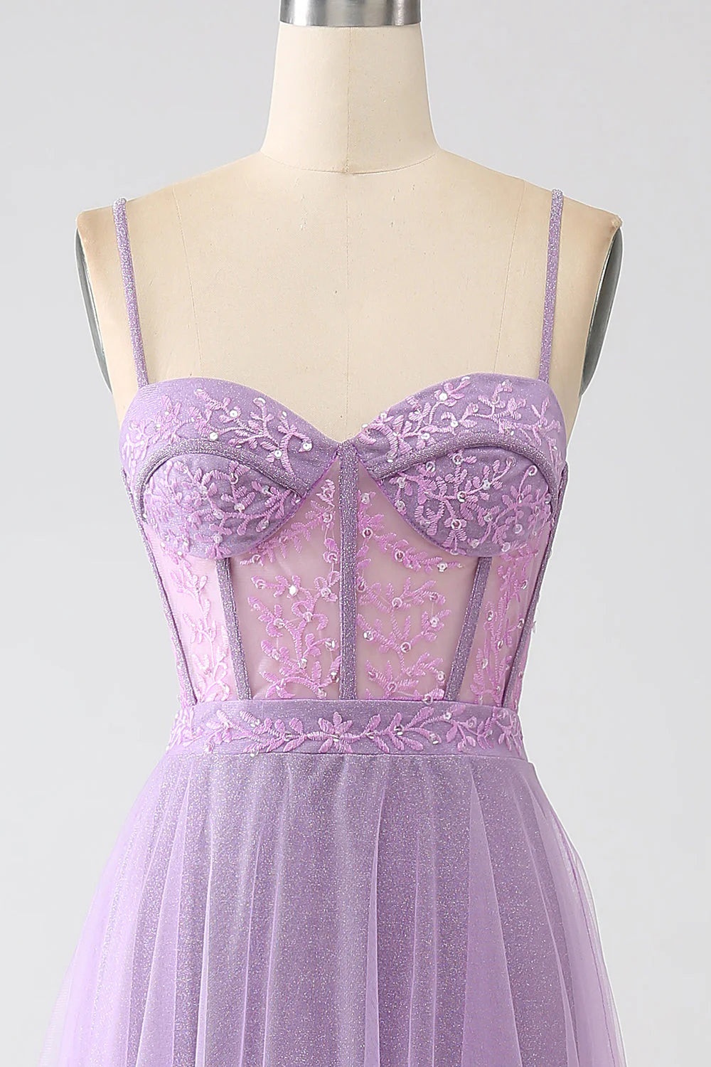 Amzcw A-Line Lilac Spaghetti Straps Long Corset Prom Dress prom dresses shops