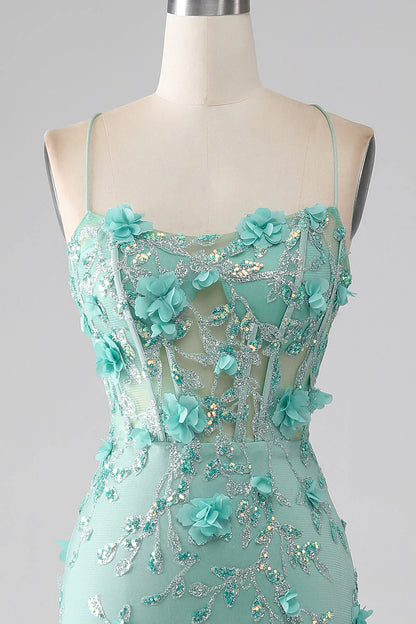 Amzcw Green Mermaid Spaghetti Straps Long Prom Dress with Appliques prom dresses shops