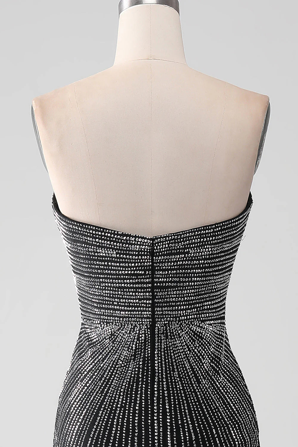 Amzcw Black Mermaid Strapless Glitter Long Prom Dress with Slit prom dresses with long sleeves