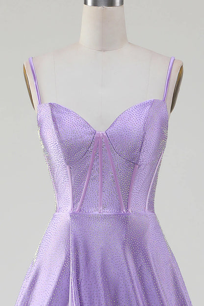Amzcw Sparkly Simple Lilac A-Line Side Slit Corset Prom Dresses with Rhinestones prom dresses shops