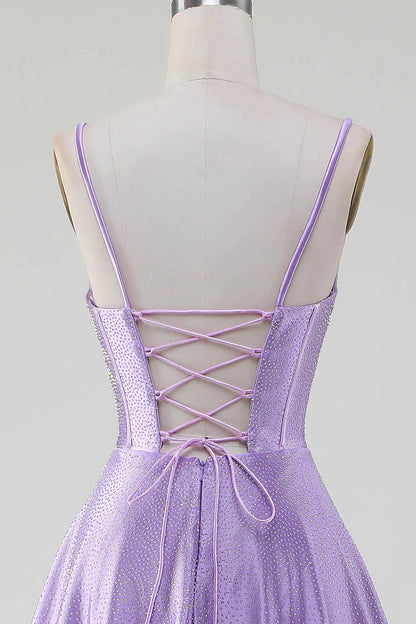 Amzcw Sparkly Simple Lilac A-Line Side Slit Corset Prom Dresses with Rhinestones prom dresses shops