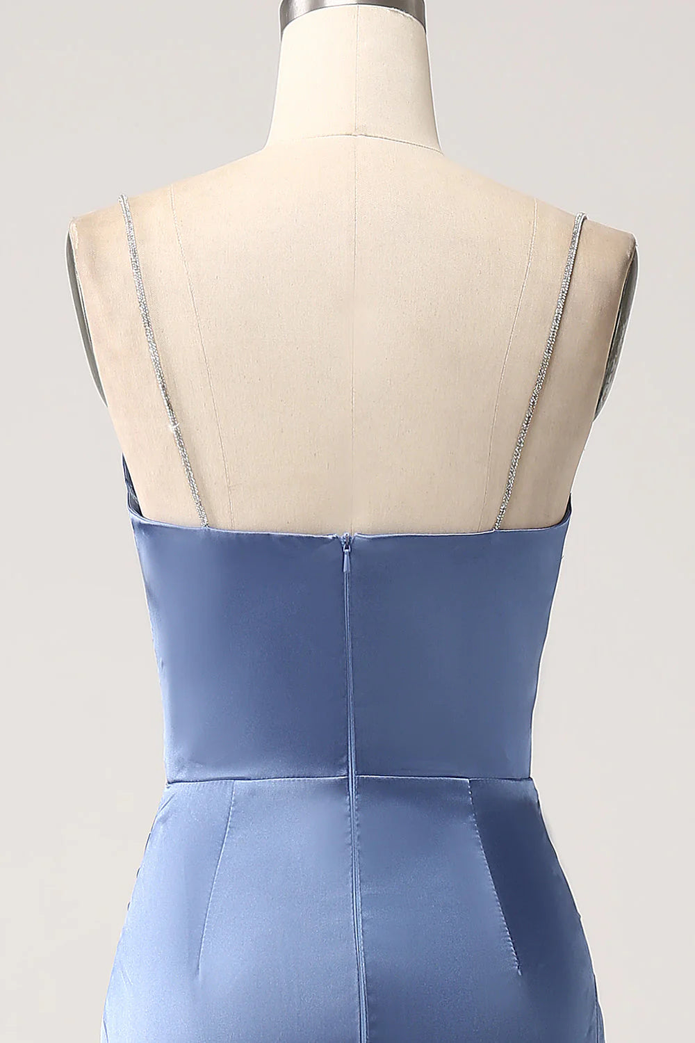 Amzcw Grey Blue Mermaid Spaghetti Straps Cut Out Satin Long Prom Dress prom dresses shops