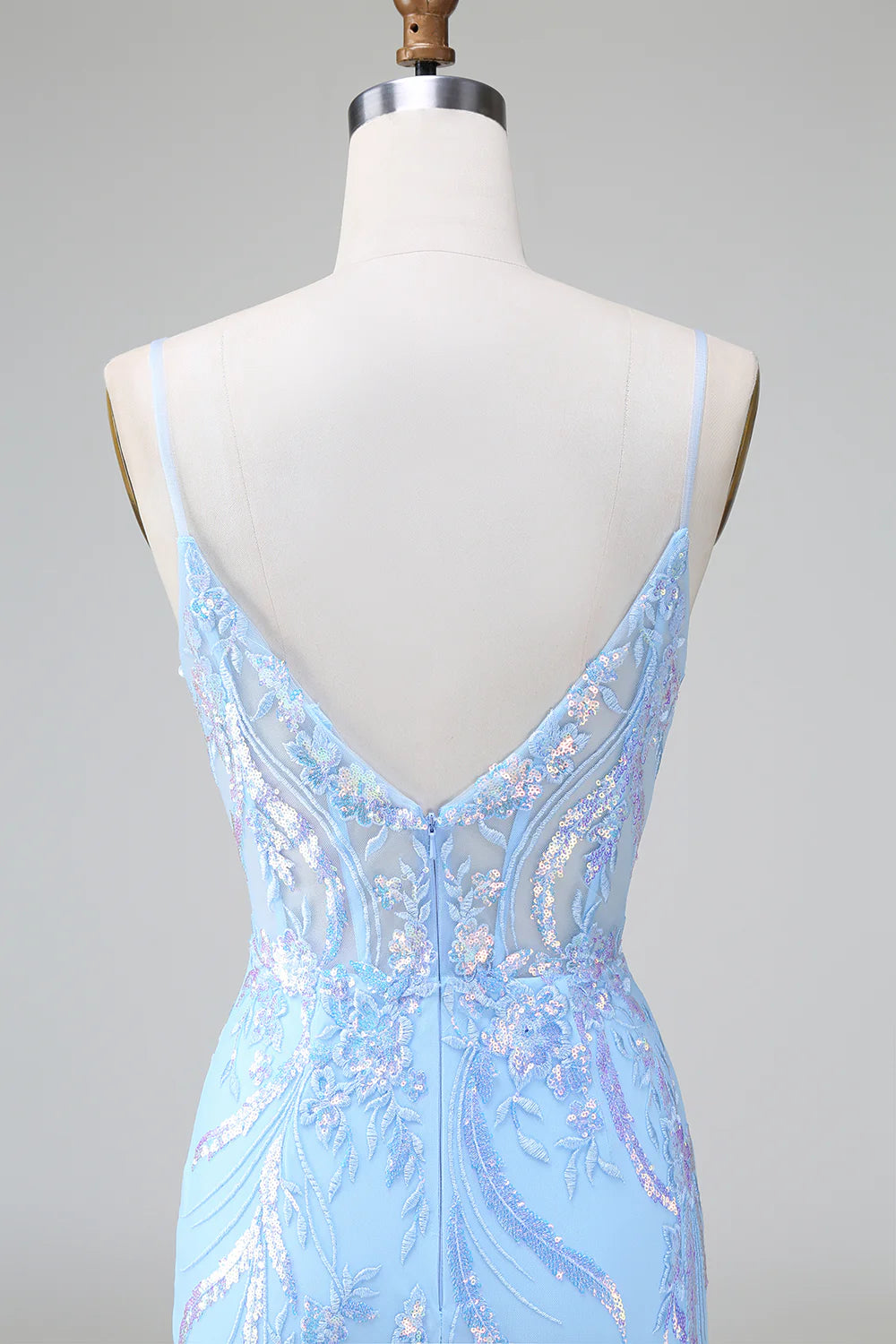 Amzcw Sparkly Blue Bodycon Spaghetti Straps Corset Short Homecoming Dress with Sequins