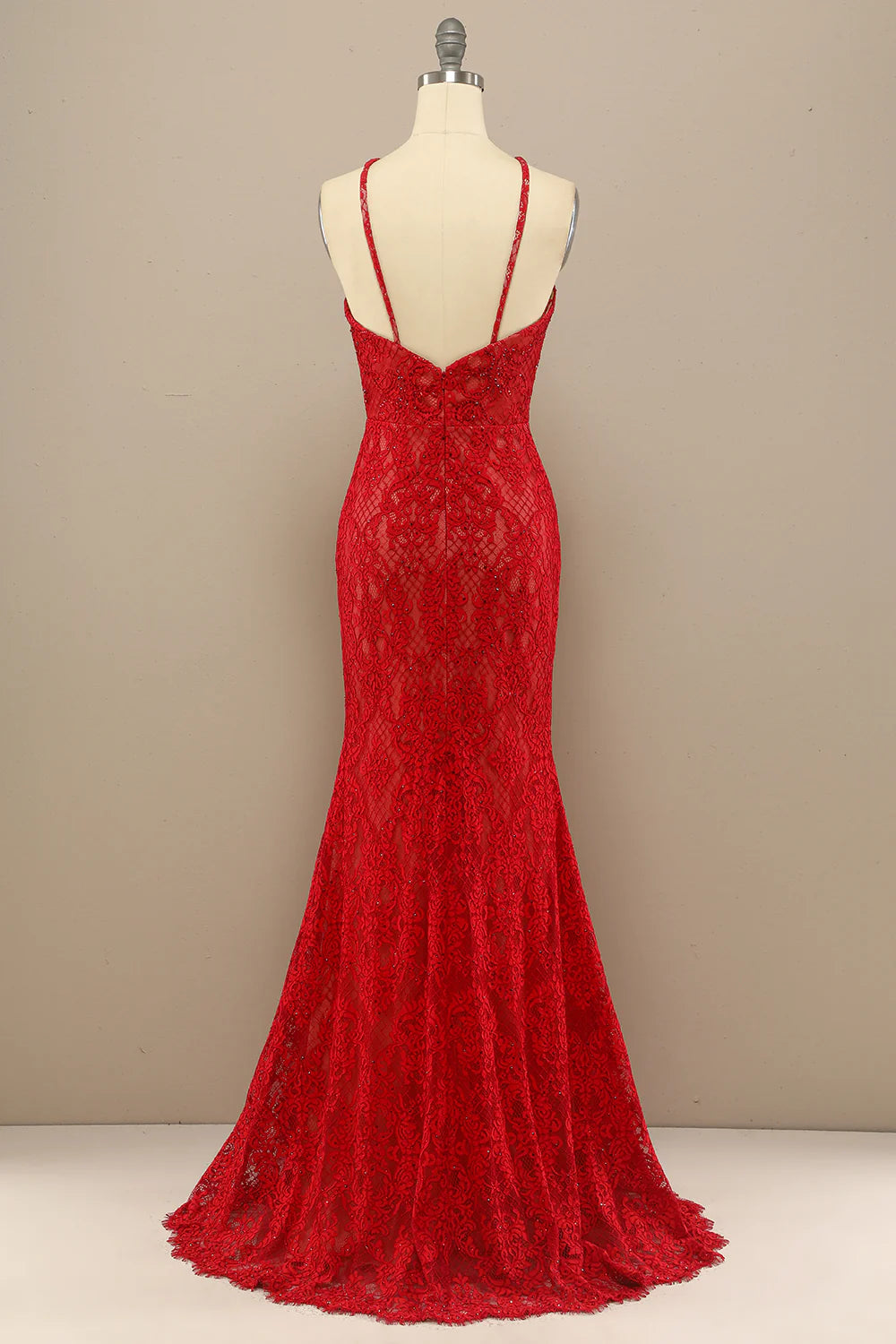 Vestido de fiesta largo de encaje de sirena azul marino 