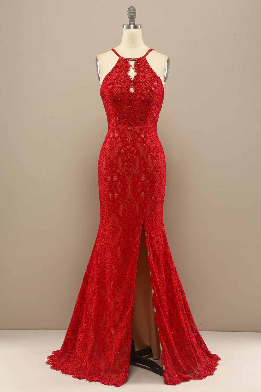 Vestido de fiesta largo de encaje de sirena azul marino 