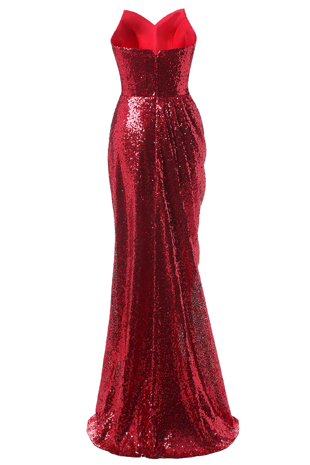 Vestido de fiesta de sirena con lentejuelas rojas 
