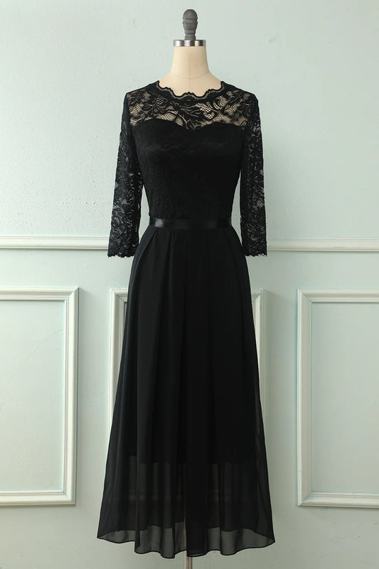 Back Lace Dress with Long Sleeves