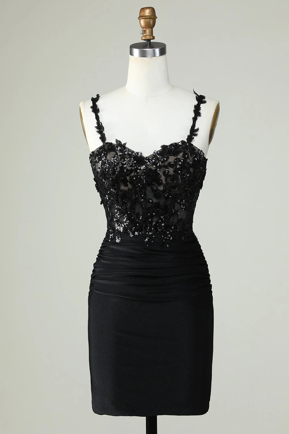 Amzcw Unique Black Sheath Off the Shoulder Short Homecoming Dress with Appliques