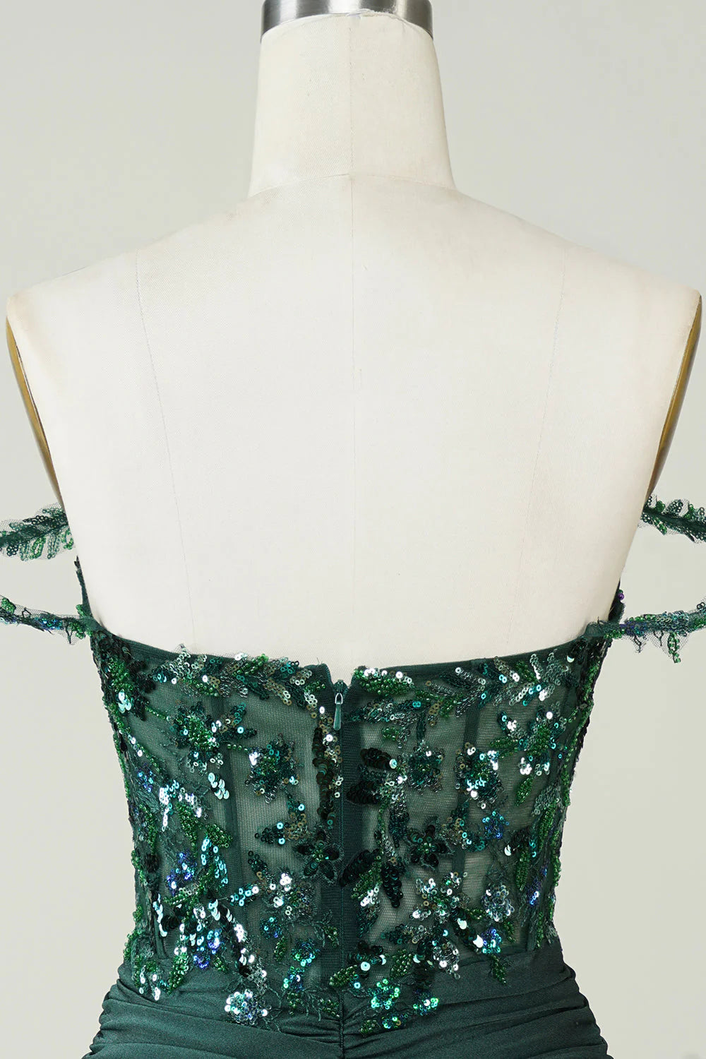 Amzcw Unique Sheath Off the Shoulder Dark Green Short Homecoming Dress with Appliques