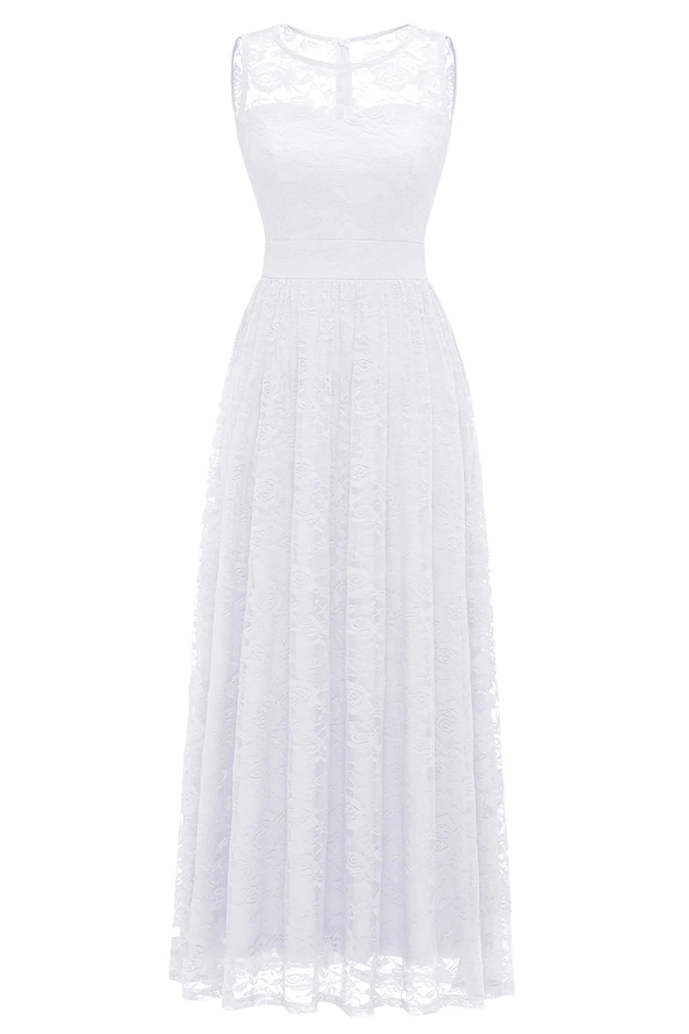 Vestido formal largo de encaje blanco 