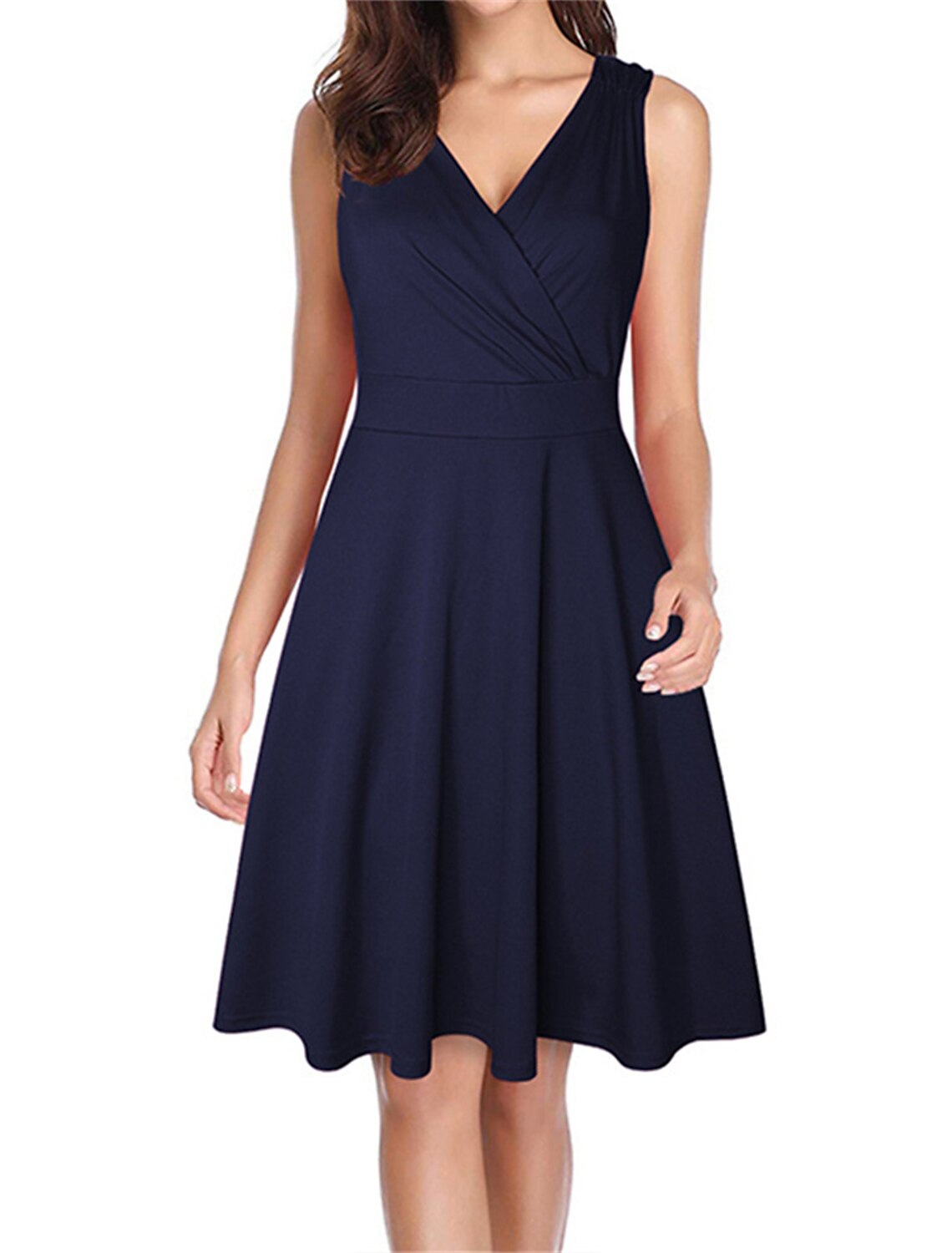 Vestido vintage para mujer, vestido de fiesta, vestido de regreso a casa, vestido midi, negro, vino tinto, sin mangas, leopardo, fruncido, primavera, otoño e invierno, cuello en V, vintage, para Navidad, boda, invitada, cumpleaños.